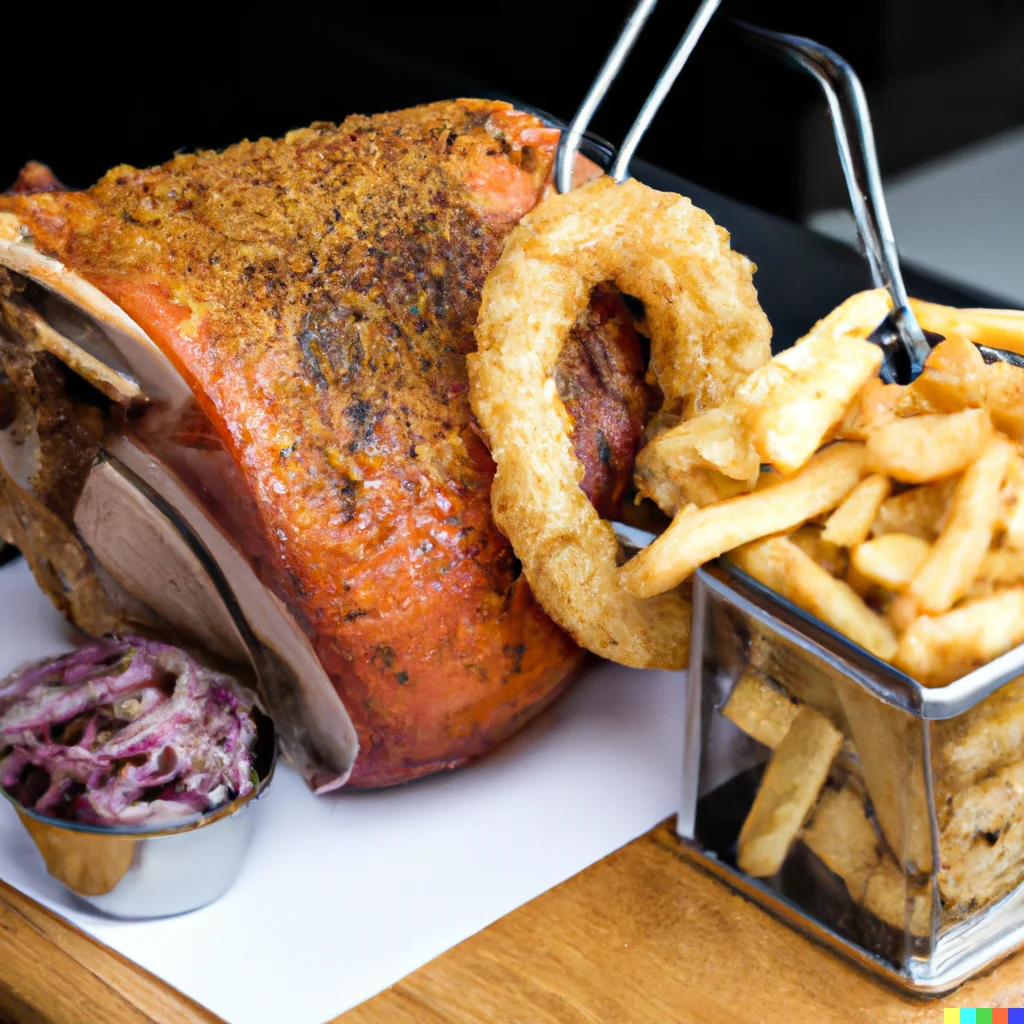 Eisbein &amp; Chips + Onion Rings - Vetkoek Paleis Brackenfell